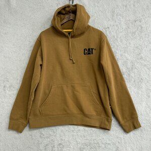 CAT Men's L Caterpillar Brown Hooded Sweatshirt Cotton/Polyester Blend M0442